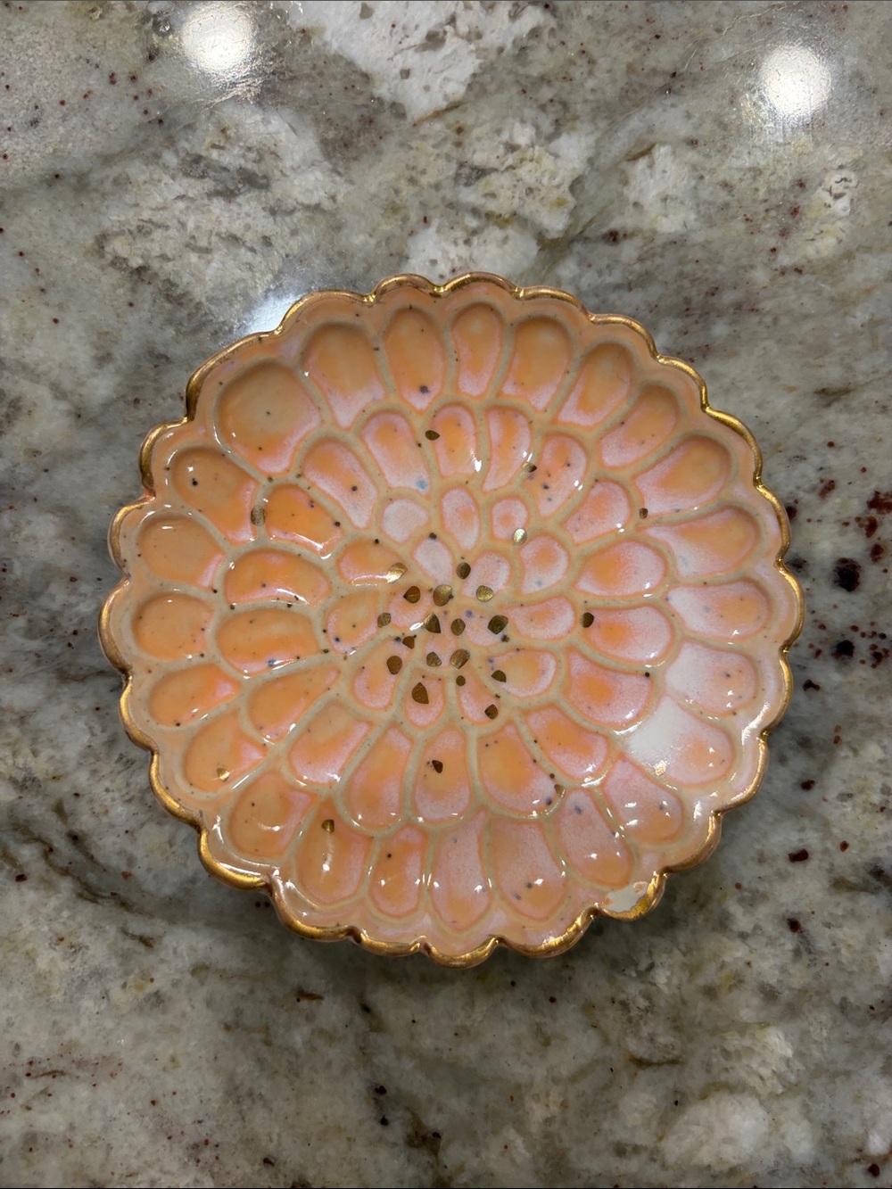 Anthropologie Peach Ceramic Scalloped Trinket Dish